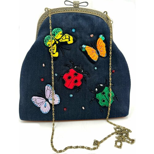 Сумка саквояж Королевство Птички Бабочки синий 9500₽