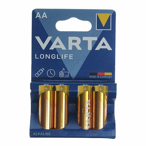 Батарейка AA LR6 1.5V блистер 4шт. (цена за 1шт.) Alkaline Longlife, VRT-LR6L(4)бл, VARTA батарейка lr6 aa 1 5v alkaline 6bl космос koclr6bl6 1 упак