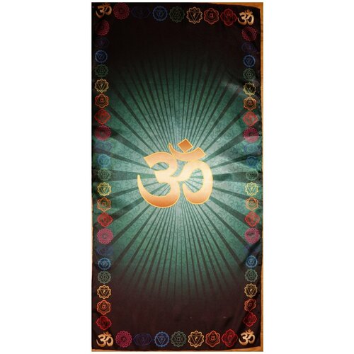 Скатерть для медитаций и йоги Аум, чакры Анахата, зеленая, большая