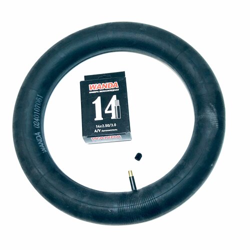 Камера велосипедная 14х2,50/3,0 Wanda, черный цвет, авто ниппель Schrader-35 мм