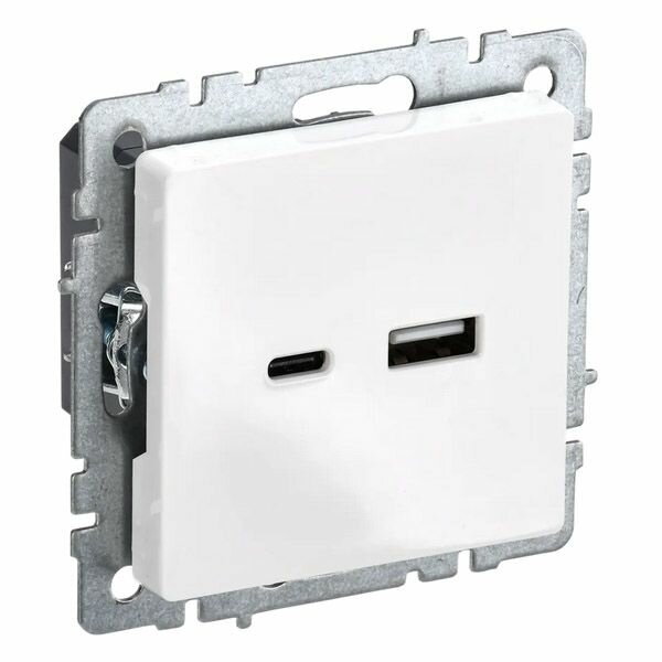 Розетка встраиваемая USB IEK BRITE A+C 18Вт BR-U22-018-K01 РЮ11-1-БрБ белый