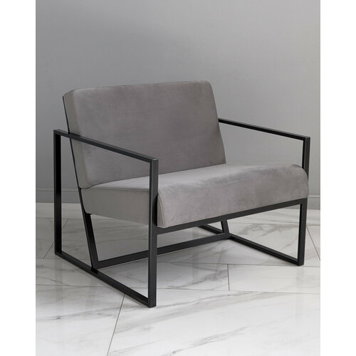 Кресло лофт серый на черном каркасе