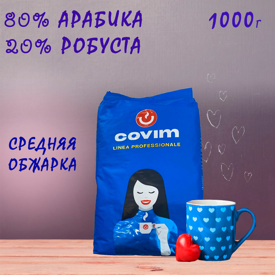 Зерновой кофе COVIM PLATINUM, пакет, 1000гр.