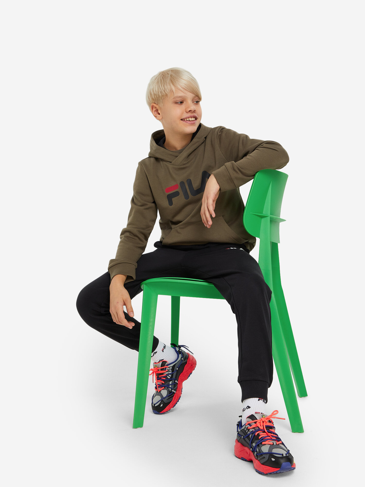 Худи Fila, размер 134-140, хаки — фото 1