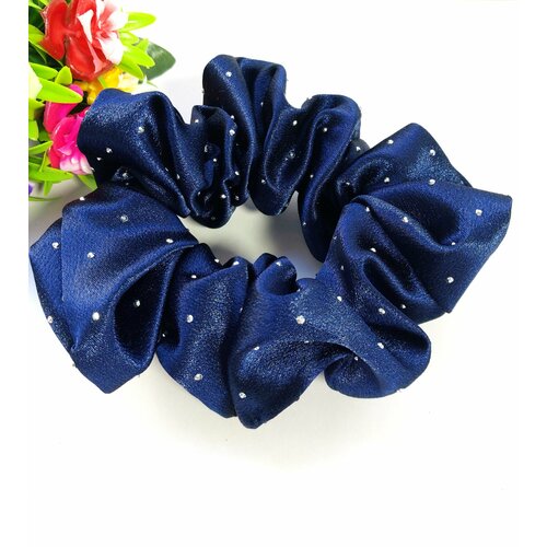 Синяя шелковая резинка с кристаллами - MaYL женский аксессуар для волос 300₽