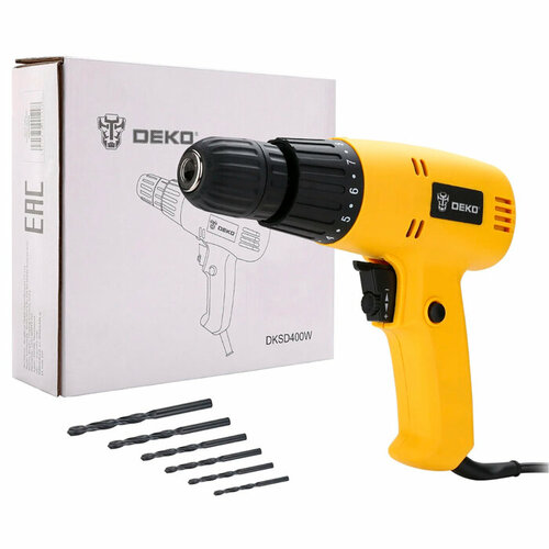 Дрель безударная Deko DKSD400W black-yellow 2567₽