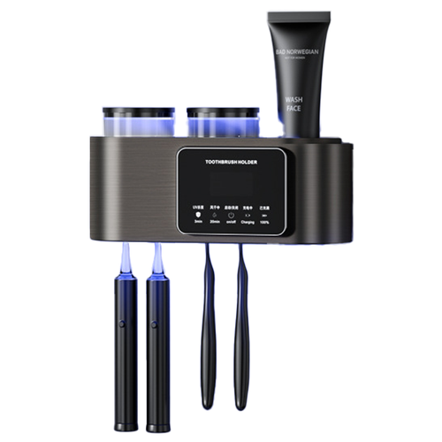 Настенные держатели для зубных щеток с функцией сушки и очистки органайзер для зубных щеток с 2 стаканчиками и 4 слотами для щеток 4600₽