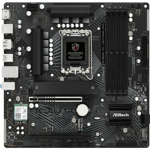 Материнская плата Asrock B760M PG LIGHTNING WIFI Soc-1700 Intel B760 4xDDR5 mATX AC97 8ch71 25Gg RAIDHDMIDP 5679000₽