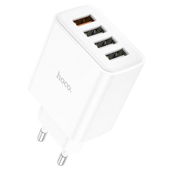 Hoco Сетевое зарядное устройство Hoco C102A, 1 USB, 18 Вт, 3 USB, 2.1 А, QC, белое