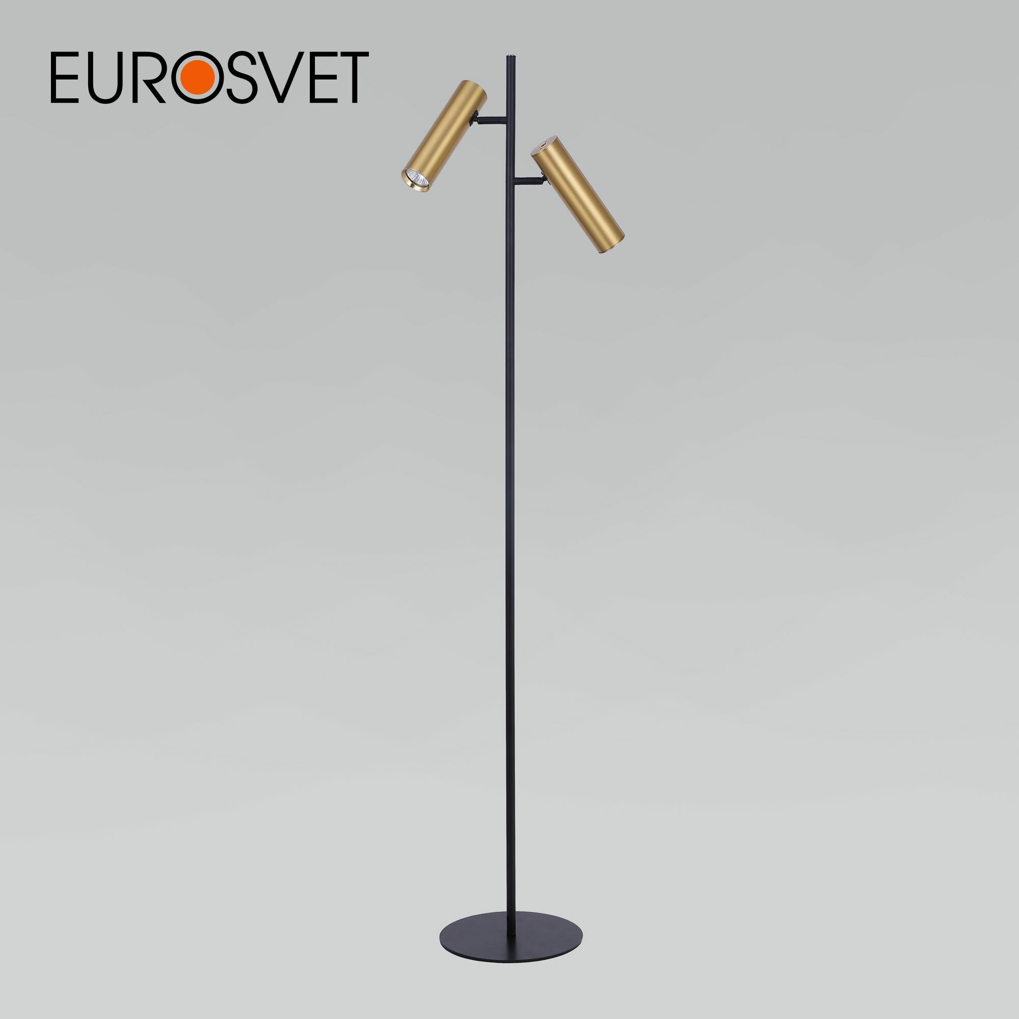 Торшер / Напольный светильник с поворотными плафонами Eurosvet Barre 01087/2 латунь