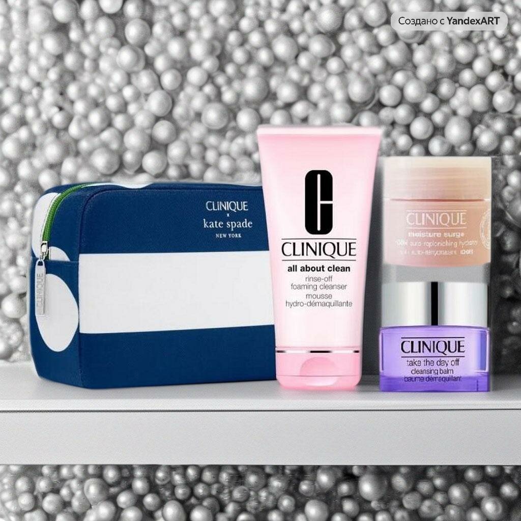 Набор косметики Clinique Moisture surge 100H крем, Пенка, Бальзам, TRAVEL SET