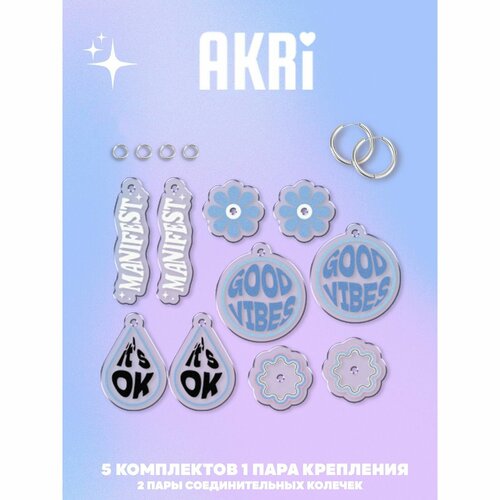 Комплект серег , голубой