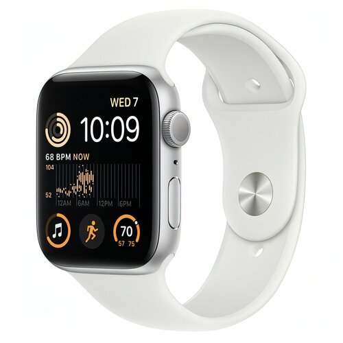 Смарт-часы Apple Watch SE 2022 44mm Silver Aluminum Case with White Sport Band размер ML MNTJ3 3199900₽