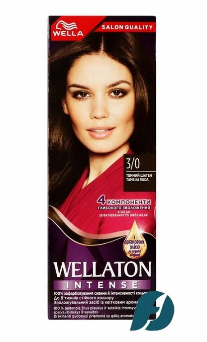 Изображение Wella WELLATON 3/0 Cтойкая крем-краска для волос - Темный шатен, 110 мл - 2 шт.