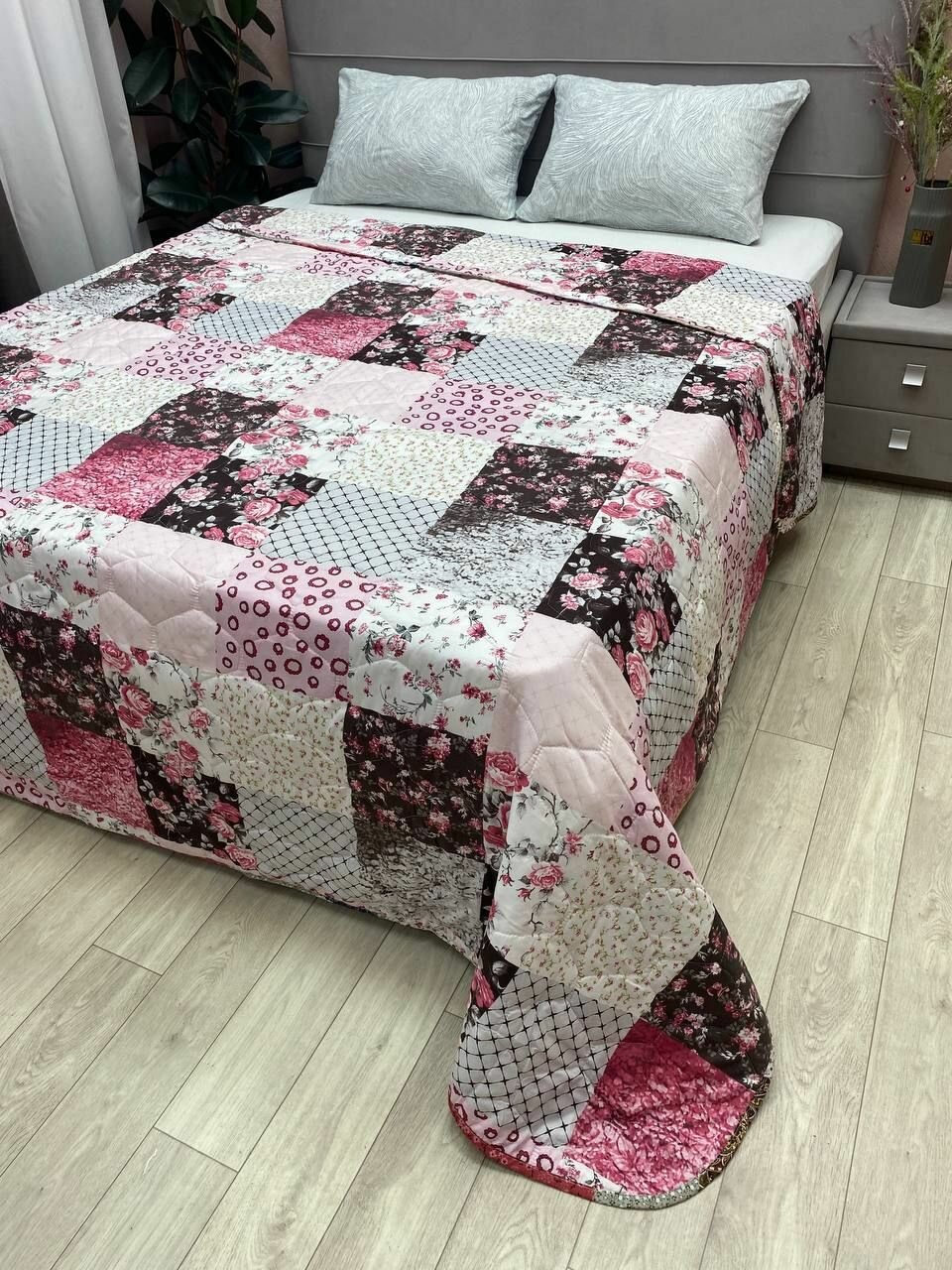 Покрывало Kerimov GROUP, евро, микрофибра, плотность 150г/м², стеганое, двустороннее, кант