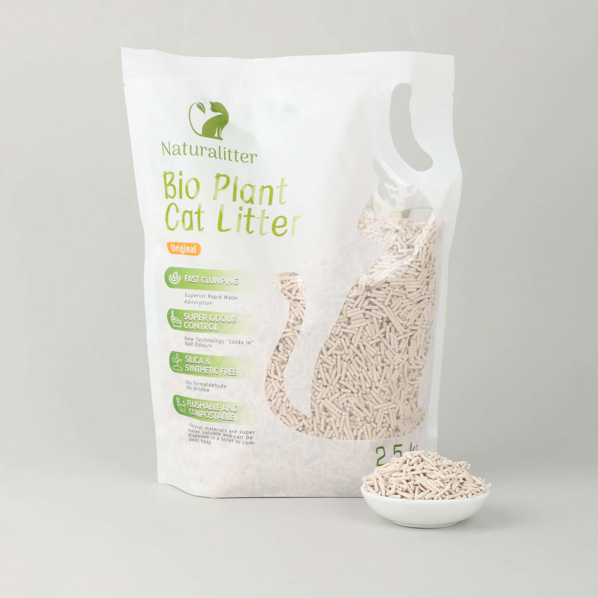 Наполнитель для кошачьего туалета тофу Bio Plant Naturalitter натуральный (2,5 кг / 6 л)