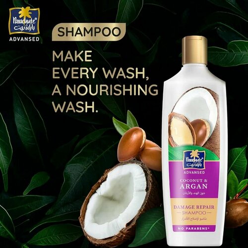 Шампунь Parachute восстанавливающий с кокосом и аргановым маслом Advansed Coconut Argan Damage Repair Shampoo 340 мл 412₽