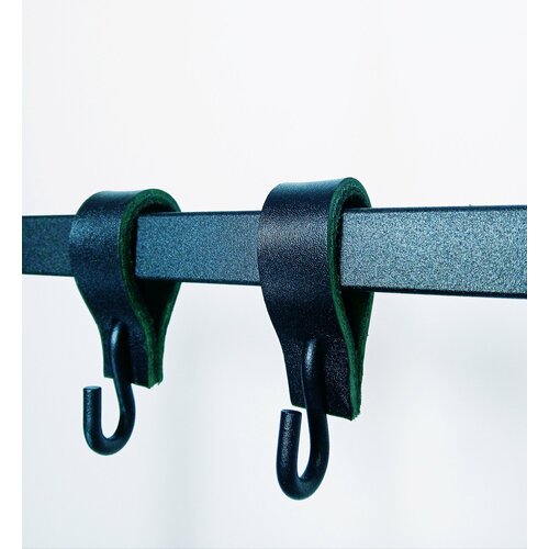 Комплект крючков на кожаных петлях 6 штук, MONO furniture, цвет чёрный