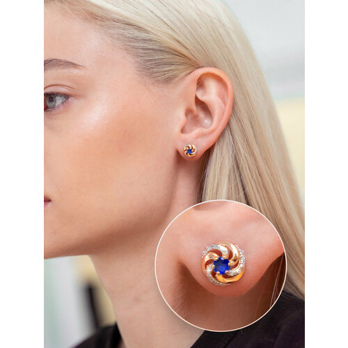 Серьги Стрекоза серебро 925 проба золочение родирование изумруд синтетический фианит размер 93 мм длина 93 см синий 1664₽