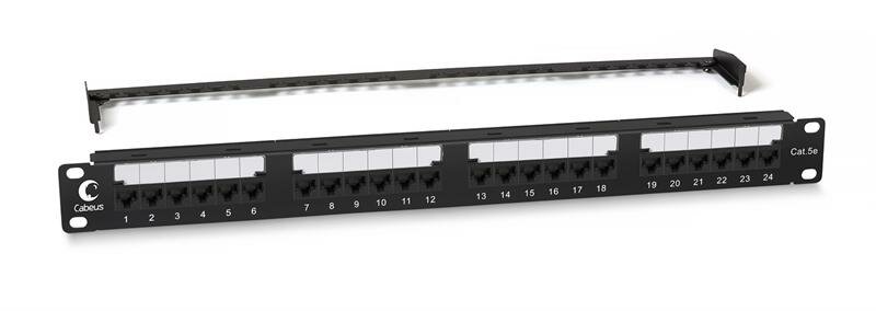 Cabeus PL2-24-Cat.5e-Dual IDC Патч-панель 19" (1U), 24 порта RJ-45, категория 5e, Dual IDC, с задним кабельным организатором, new