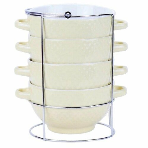 Набор керамических супниц Kelli KL-404 на подставке 4 шт 1650₽