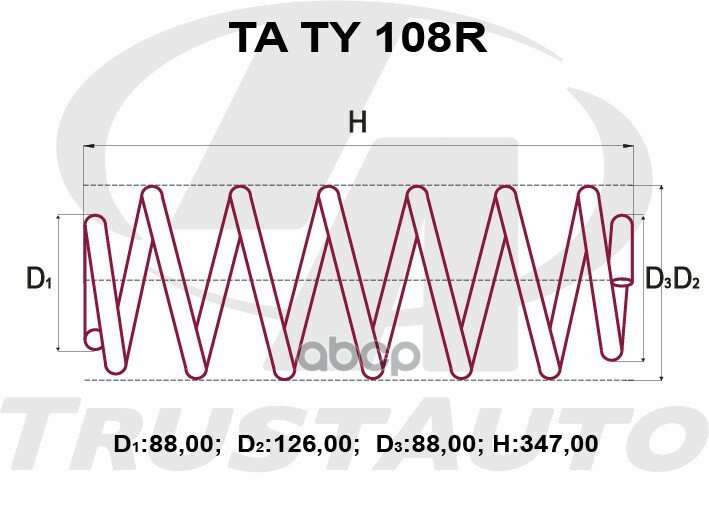 Пружина задняя усиленная Prius ZVW30 Lifan X50 Trust Auto арт. TATY108R