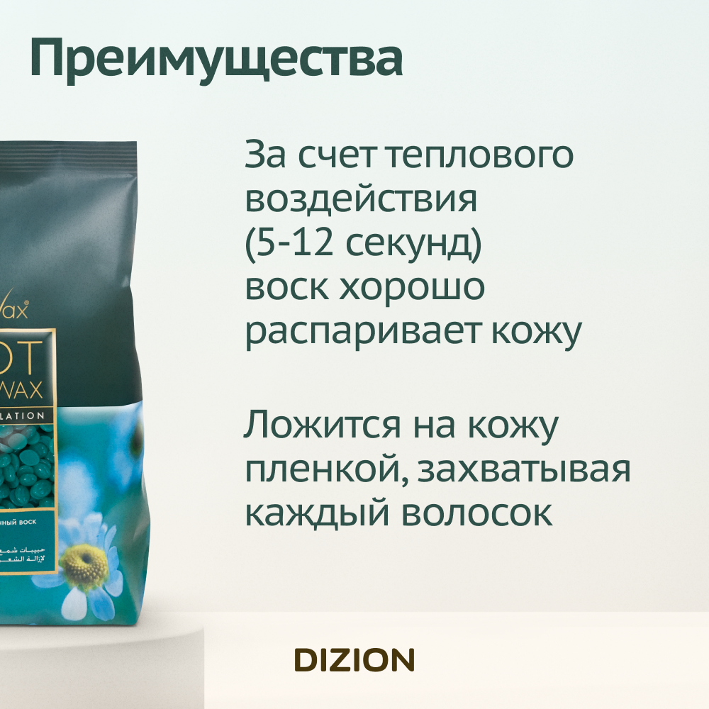 Natura Azulen (Азулен) Горячий пленочный воск для депиляции (Удаления волос) в гранулах 1кг. Италия — фото 1