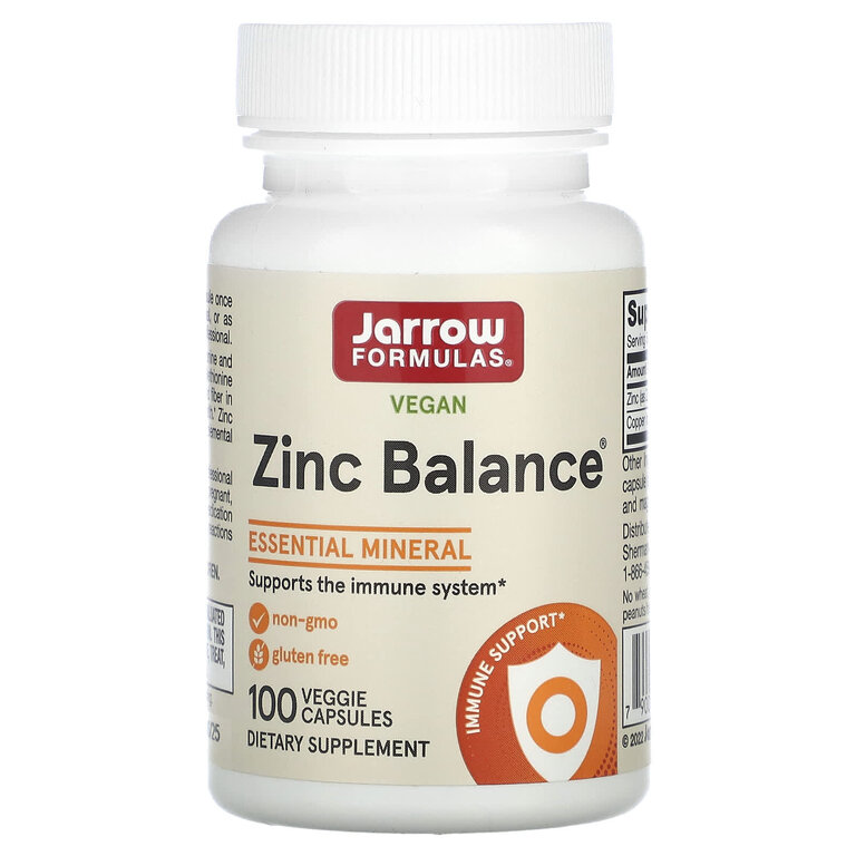 Jarrow Formulas, Zinc Balance, Баланс цинка, 100 растительных капсул