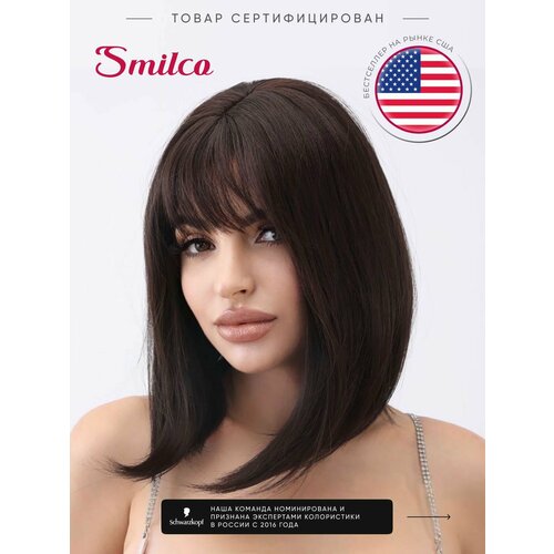 Парик темно-коричневый с челкой