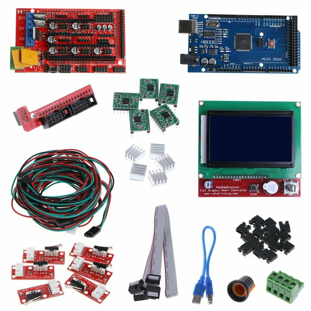 Комплект 3D-принтера с ЧПУ Mega 2560 R3 + контроллер RAMPS 1.4 + ЖК-дисплей 12864 + 5 A4988 Stepper D