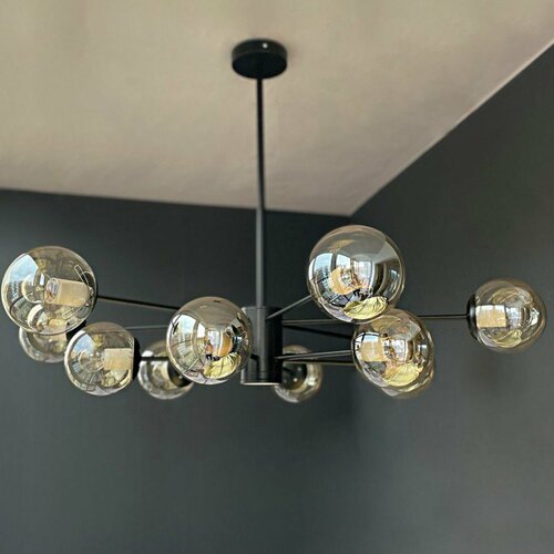 Люстра потолочная подвесная черная с плафонами для зала гостиной спальни кухни