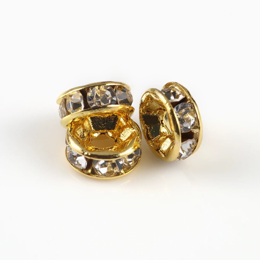 Хрустальные бусины-разделители 4 мм, 18k gold, 50шт