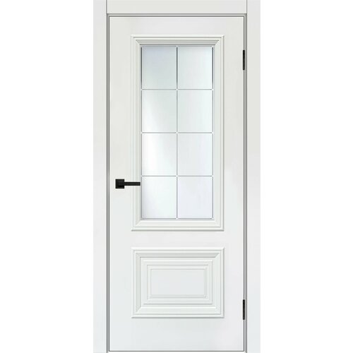 Дверь межкомнатная комплект с коробкой и наличниками Багет-2 со стеклом белая эмаль 600х2000мм 14450₽