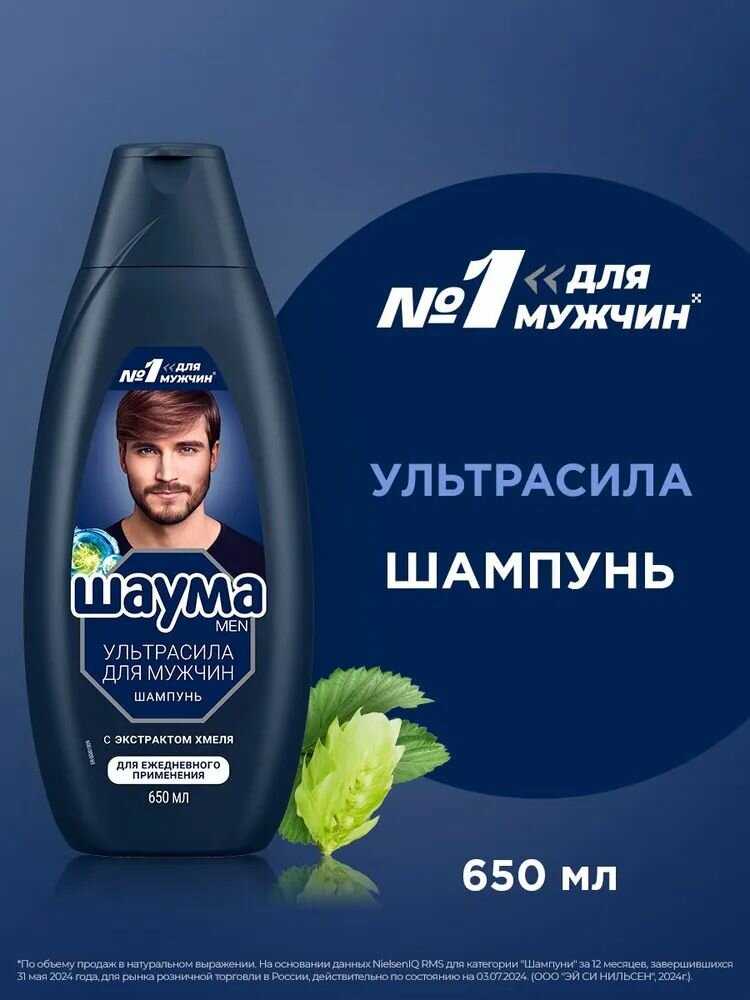 Шампунь для мужчин SCHAUMA 650 мл "ULTRA сила" с экстрактом хмеля (2901675)