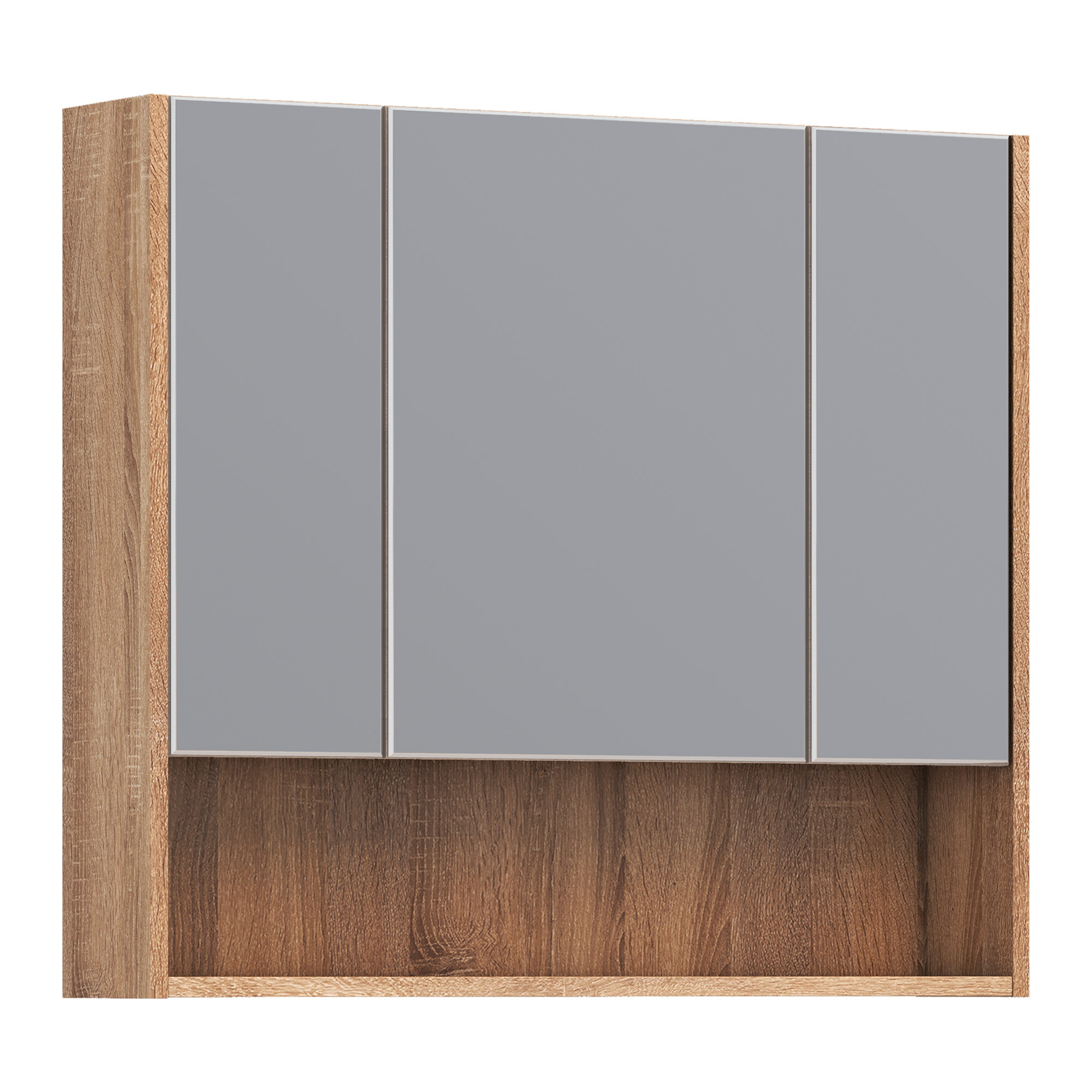 Шкаф навесной Modul 800 с зеркалом дуб золотой в ванную комнату с полкой открытого хранения