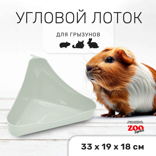 Zooexpress туалет лоток для грызунов угловой в клетку 33х19х18 см (светло-зеленый)