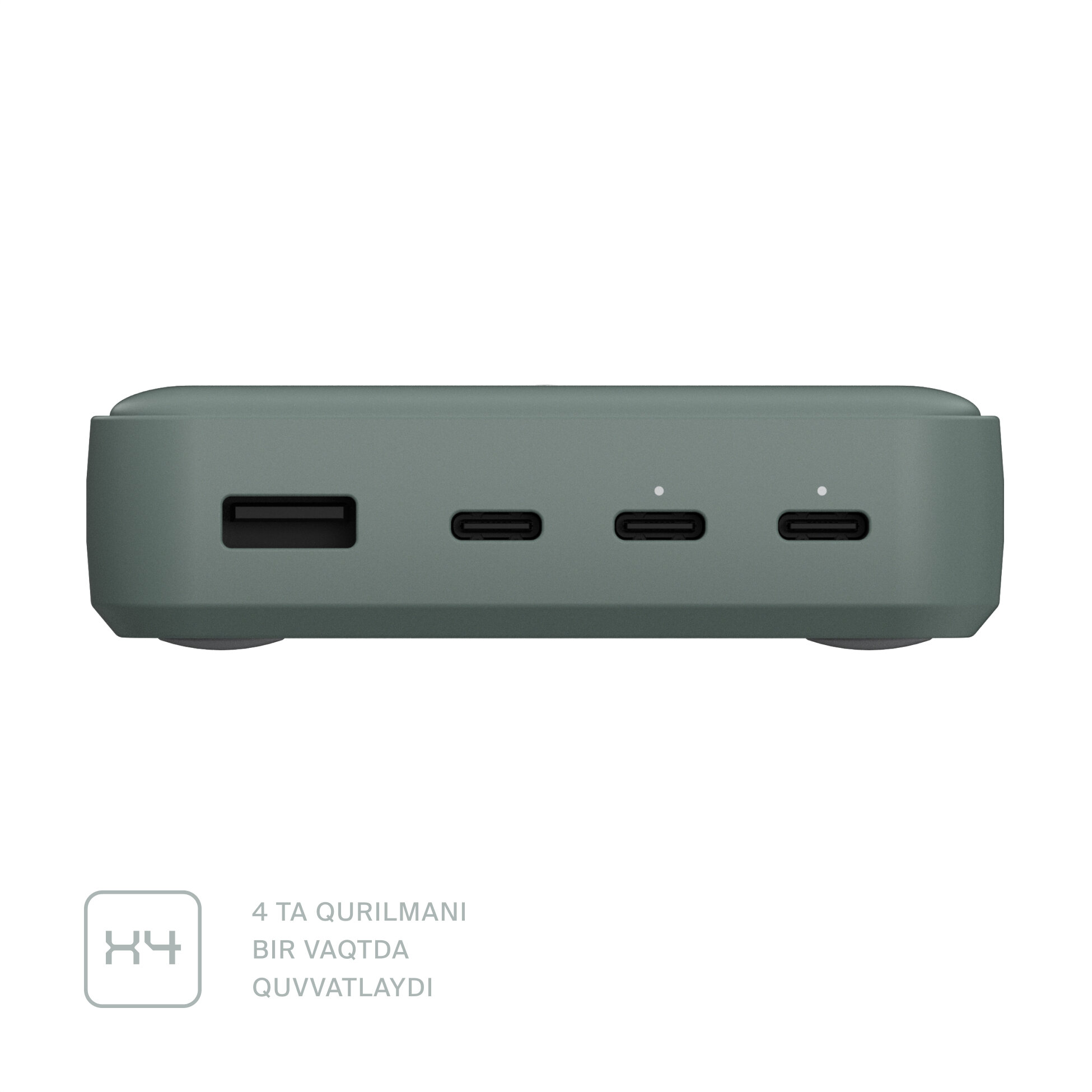 Быстрое зарядное устройство COMMO 100W Station Charger 3xUSB-C + 1xUSB-A, 100 Вт, Commo Gray — фото 1