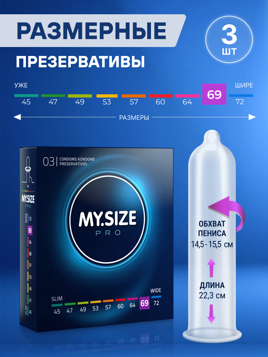 MY SIZE   MY SIZE размер 69  3 шт    Майсайз презерватив большого размера   ширина 69 мм