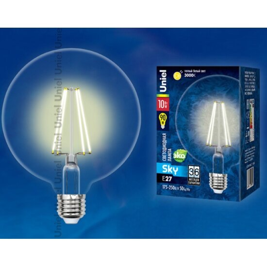 Светодиодная лампа Uniel LED-G125-10W/WW/E27/CL PLS02WH