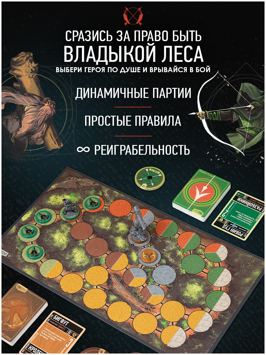 Тактическая настольная игра для подростков и двух игроков Unmatched: Робин Гуд vs Бигфут — фото 1