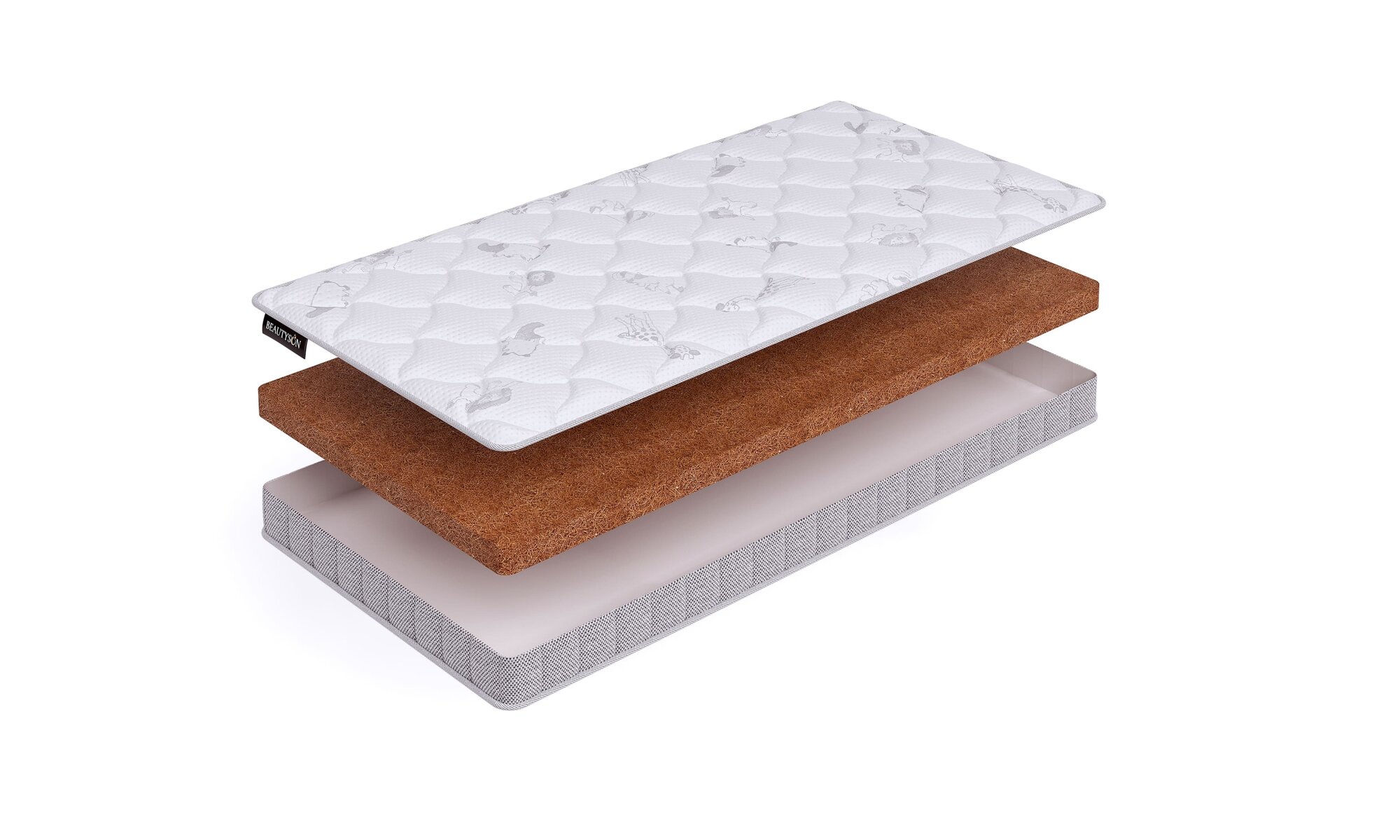 Матрас Beautyson Baby Cocos 6 60х120 высота 6 см анатомический средней жесткости кокосовый Беспружинный