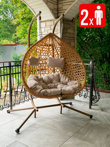 Изображение товара Подвесное кресло-диван качели плетёное Сафира Дабл 120 х 130, пшеничный