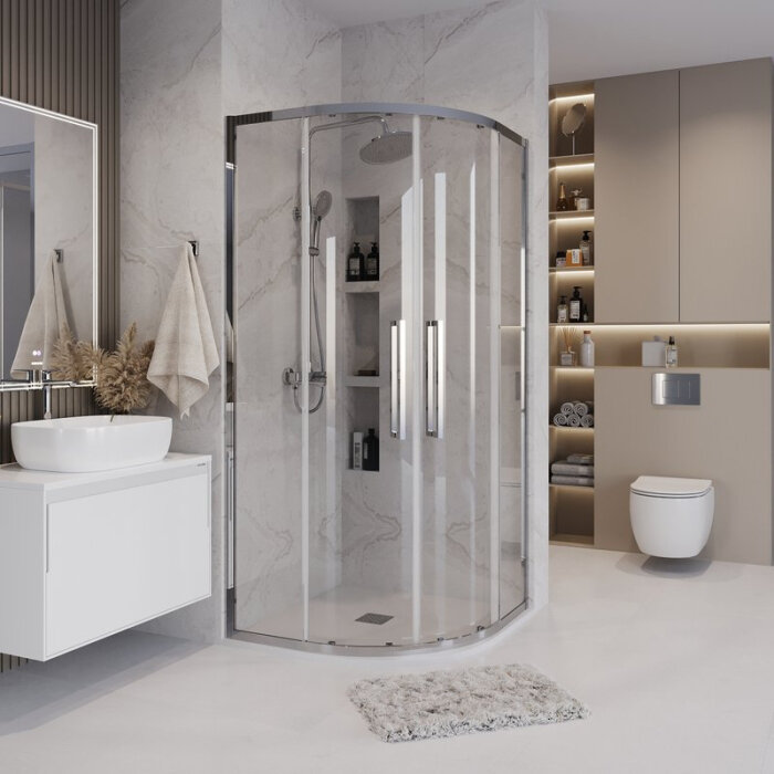 Душевой уголок Grossman Cosmo 301. K33.02.1010.10.00 100х100 см профиль глянцевый хром стекло прозрачное