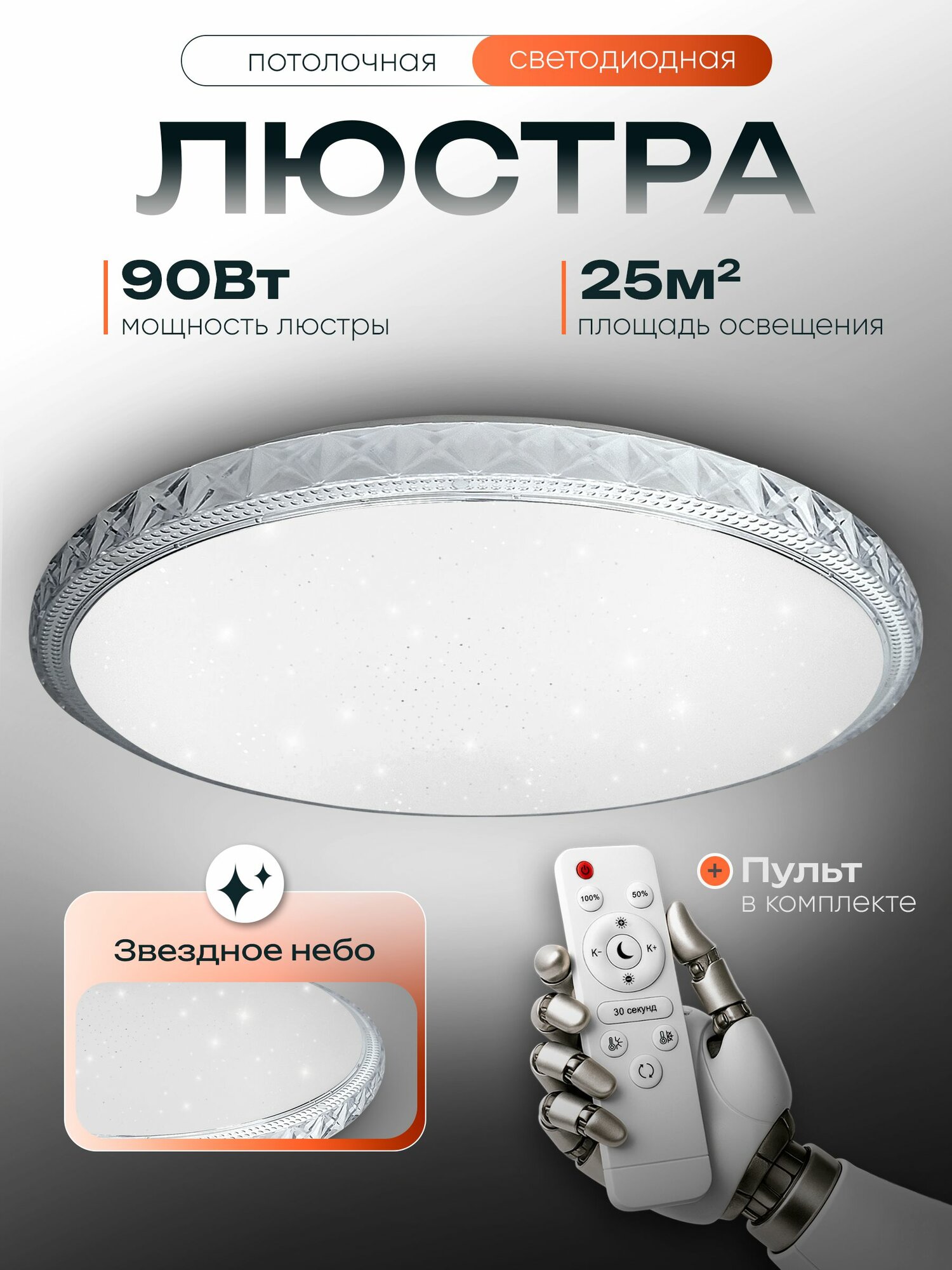 WEDO LIGHT Люстра потолочная светодиодная с пультом для спальни кухни гостиной