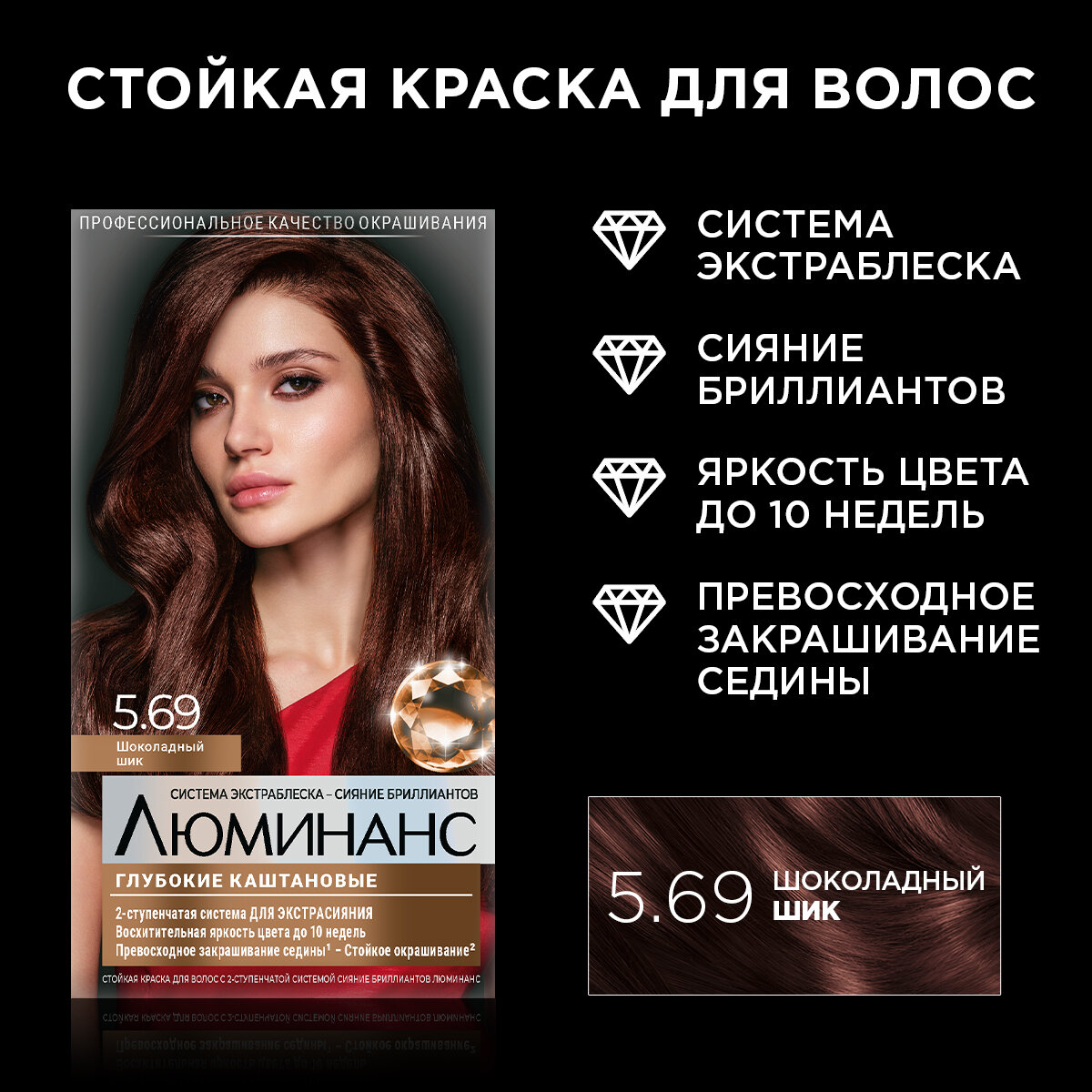 Schwarzkopf Luminance Глубокие каштановые Стойкая краска для волос, 5.69 шоколадный шик