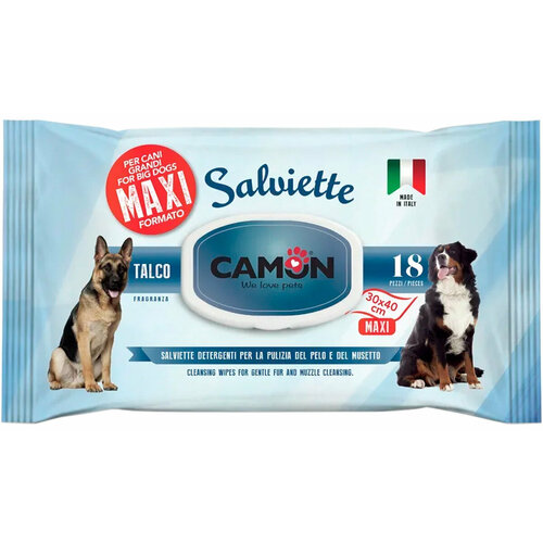 CAMON влажные салфетки для собак крупных пород с ароматом талька 18 шт (1 шт)