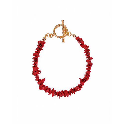 Браслет-нить Strekoza Collection, коралл, 1 шт., размер 18 см, размер M, красный, золотистый