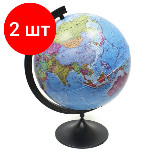 Комплект 2 шт, Глобус политический Globen Классик, диаметр 320 мм, К013200016 глобус unitype физический политический globen классик 1 шт