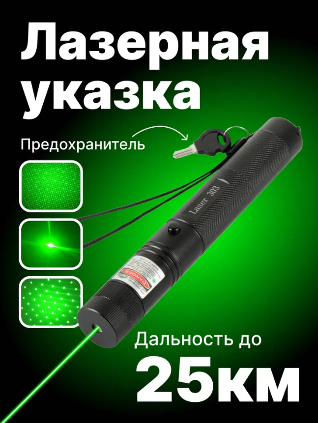 Лазерная указка Green Laser 303, черная