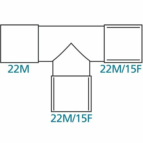 Коннектор T-образный 22M-22М/15F-22M/15F переходник для дыхательного контура 10шт